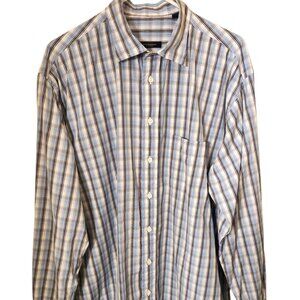 Burberry London Shirt Mens Size Large Multicolor Blue Plaid Check Cotton USA